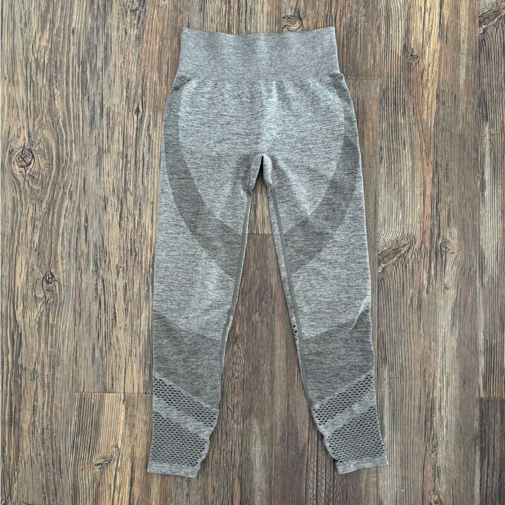 PINK Victorias Secret Seamless Leggings Small High Waist Mesh Panel Gray-Green